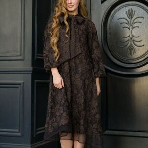 Elegant Brown Floral Dress